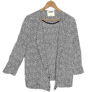 L'agence Button Down Blazer Jacket Blouse Hearts Print Long Sleeves Top Size S